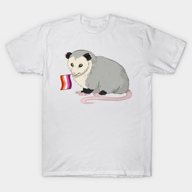 Lesbian Pride Opossum T-Shirt by celestialuka